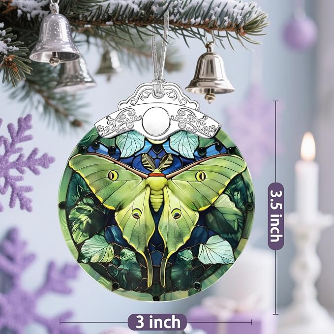 Luna Moth Ornament, Stained Glass Christmas Decorations, Christmas Ornaments for Tree, Holiday Ornament, Gifts for Moth Lovers, Holiday Party Gifts, Gift Ideas & Xmas Gift