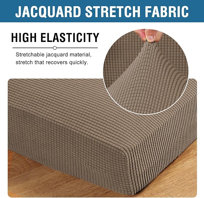 H.VERSAILTEX Super Stretch Individual Chaise Cover Sectional Couch Covers for L Shaped Sofa Both Left/Right Featuring Thick Jacquard Textured Twill Fabric (1 Piece Chaise Cover, Macchiato)