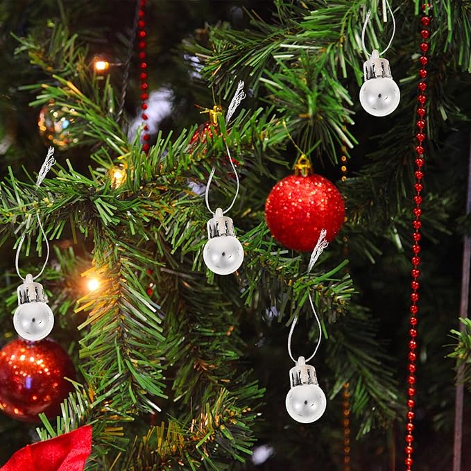 VICASKY 24pcs 0.78" Silver Christmas Mini Balls - Xmas Tree Hanging Ornaments for Holiday Party & Home Decor