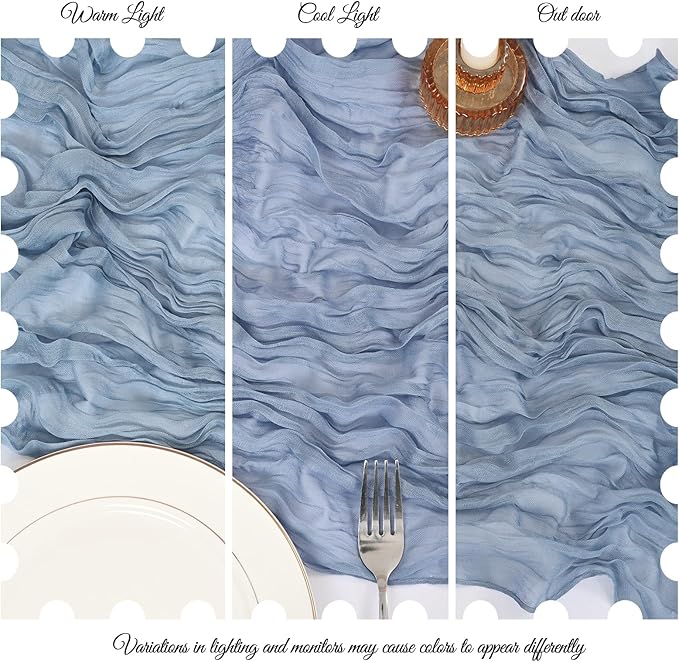 25 Pack Dusty Blue Cheesecloth Table Runner 17 x 108 Inch Fall Thanksgiving Boho Rustic Farmhouse Gauze Cheese Cloth Runner for Wedding Party Baby Shower Home Decor Holiday Decorations