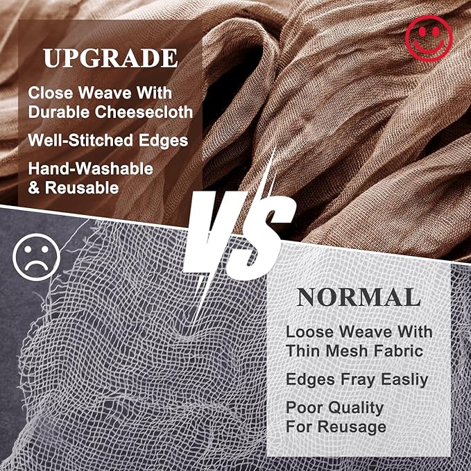 Wokceer Cheesecloth Table Runner 3Pack 10FT Brown Boho Gauze Fall Thanksgiving Cheese Cloth Table Runner for Party Long Rustic Sheer Table Runners for Baby Bridal Shower Wedding Easter Table Decor