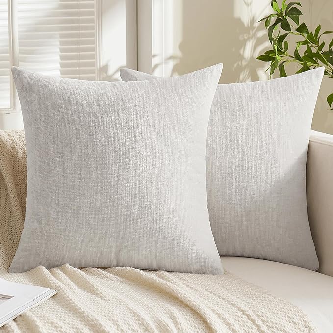 MIULEE Light Grey Couch Pillow Covers 20x20 Inch, Set of 2 Soft Chenille Decorative Square Throw Pillow Covers Farmhouse for Sofa Living Room Bed