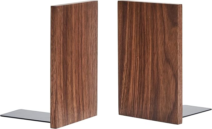 Pandapark Wood Decorative Bookends,Non-Skid Bookend for Shelves,Heavy Duty Bookends,Book Stand for Books/CDs,1 Pair