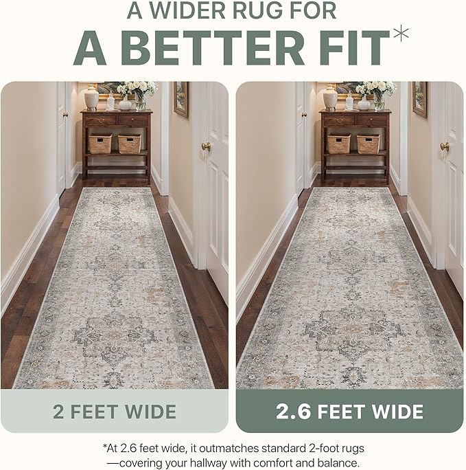 Area Rug 2x3 Doormat, Machine Washable Low Pile Rugs, Small Retro Entryway Mat for Entrance, Hallway, Kitchen and Corridor, Light Taupe Brown