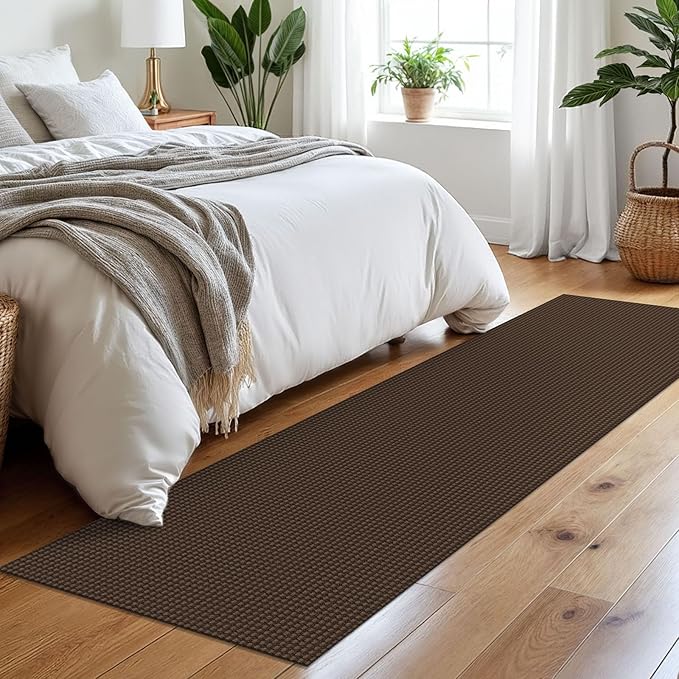 Braided Runner Rug 2x8 Ft Washable Runners for Hallways Non Slip Rubber Backed Kitchen Runners Cotton Entryway Runner Indoor, Woven Floor Carpet for Hall Kitchen Bedroom, Brown