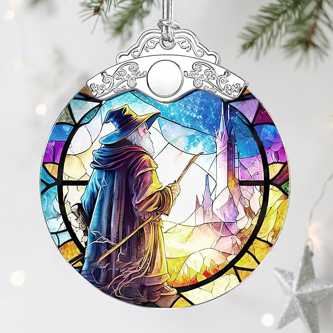 Stained Glass Ornament, Christmas Ornaments, Christmas Decorations for Tree, Holiday Decor, Holiday Party Gifts, Gift Ideas & Xmas Gift - Witch