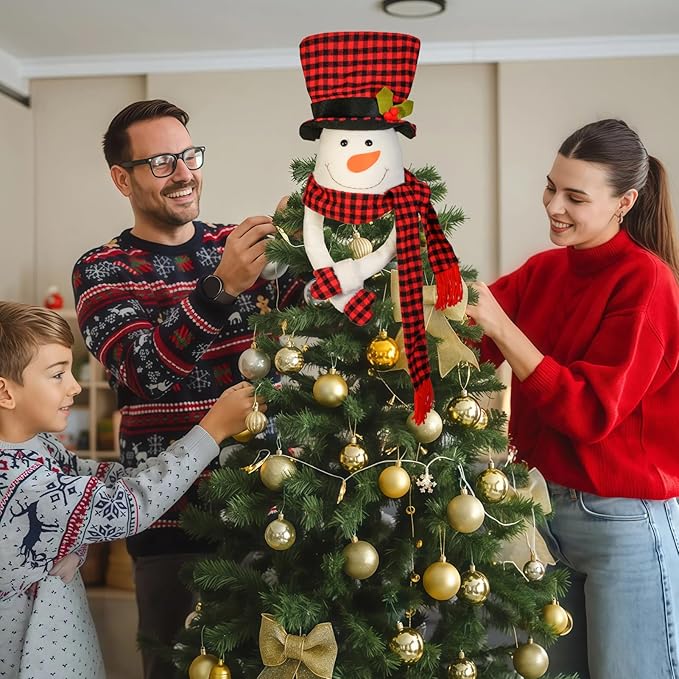 Christmas Tree Topper Snowman Top Hugger for Xmas Tree Holiday Decorations Winter Wonderland Decoration New Year Decorations