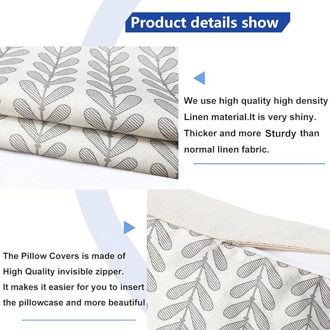 Decorative Throw Pillow Covers Set of 2 Light Gray Pillow Covers 16x16 Inch Throw Pillow Cover Linen Pillowcase Modern Boho Farmhouse Outdoor Pillow Covers for Couch Sofa Bed Living Room