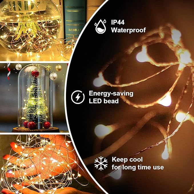 Fairy Lights Plug in,100FT 300LEDs Waterproof Led String Lights,8 Modes Remote Twinkle Light for Outdoor Indoor Christmas Wedding Birthday Garden Party Decorations,Silver Wire,Warm White