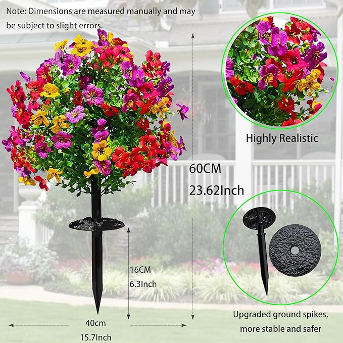 Artificial Boxwood Topiary Ball Trees - 2 Pcs 23" with Ground Spike, Fake Evergreen Tree, UV Resistant Faux Greenery Shrubs Bushes for Indoor & Garden, Yard, Porch, Patio Decor -Mix Colors