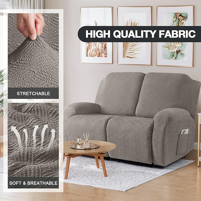 Timeles Recliner Covers Recliner Loveseat Covers Reclining Couch Covers Sofa Slipcovers Stretch Soft Washable (Two-Seater, Taupe)