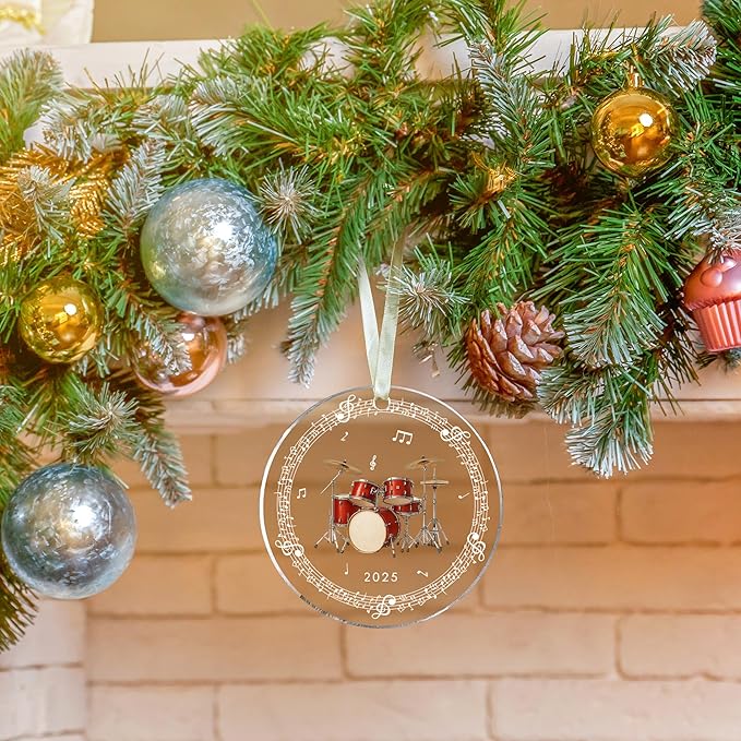 Drum Ornaments - Drum Christmas Ornament - Music Ornaments for Christmas Tree - Drummer Gifts for Music Lovers, Players, Girls, Boys, Drummers - Drummer Themed Gifts - Acrylic Ornament 2025