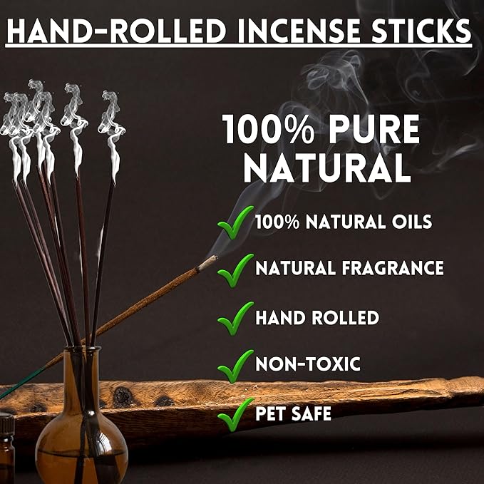 SOUL STICKS Handmade Incense Sticks Mystic Spirit Blends 180 Gram 12 Pack Box | 100% Natural Masala Incense Organic Home Fragrance Agarbatti (Kyphi)