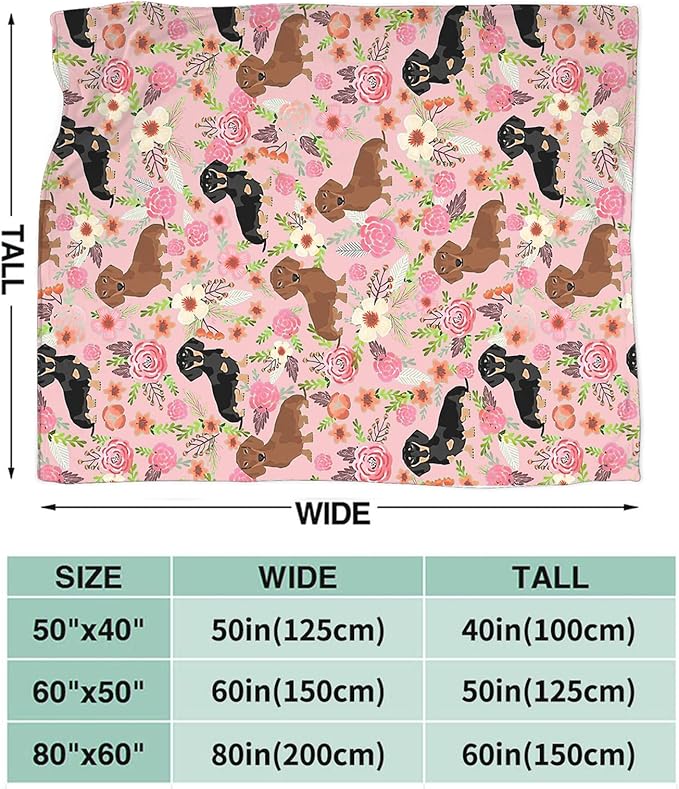 Tijuboni Dachshund Throw Blanket Dog Gifts for Girls Boys Women Men Kids Adults Soft Flannel Fleece Blanket for Couch Sofa Bed Home Decor 60"x80"