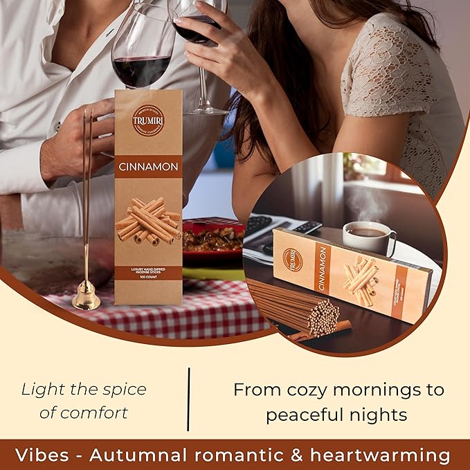Cinnamon Incense Sticks - Pack of 100 Insence-Sticks - Incienso De Canela Made with Natural Inscent Ingredients - Scented Insense Non Toxic Incents