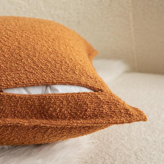 MANDIOO Pack of 2 Decorative Throw Pillow Covers Accent Solid Woven Textured Cushion Covers Pillow Cases Bedroom Living Room Sofa Home 26 x 26 Inch Tobacco