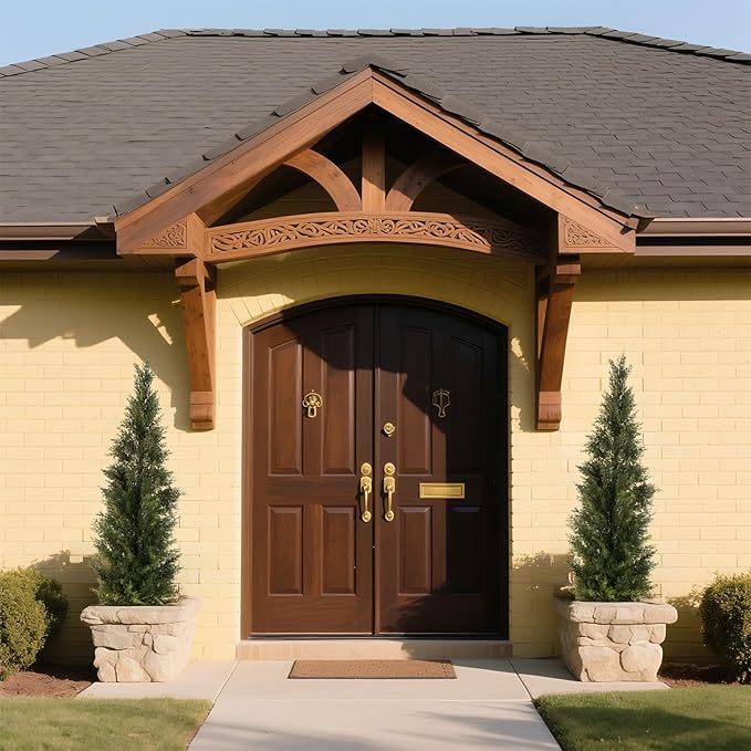 4FT Artificial Cedar Topiary Trees, 2Pack Lifelike UV Protected Faux Cedar Tree Fake Cypress Trees Evergreen Plants for Front Door Decor, Porch, Garden, Entryway