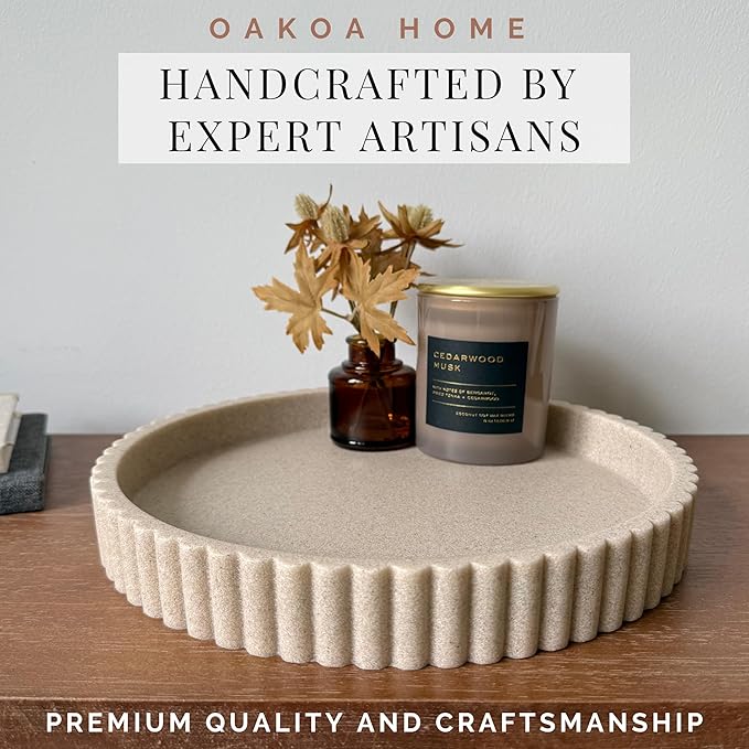 OAKOA Decorative Tray for Decor - Coffee Table Tray for Living Room - Round Tray for Home Decor - Coffee Table Decor Centerpiece - Modern Minimalist Centerpiece