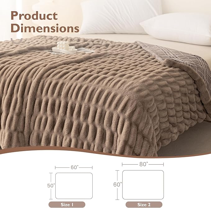 ALPHA HOME Blanket Soft Throw Blanket, Lightweight Fluffy Throw Blanket Throw Size, Luxury Home Decor Throw Blankets for Couch, Sofa, Bed, Brown