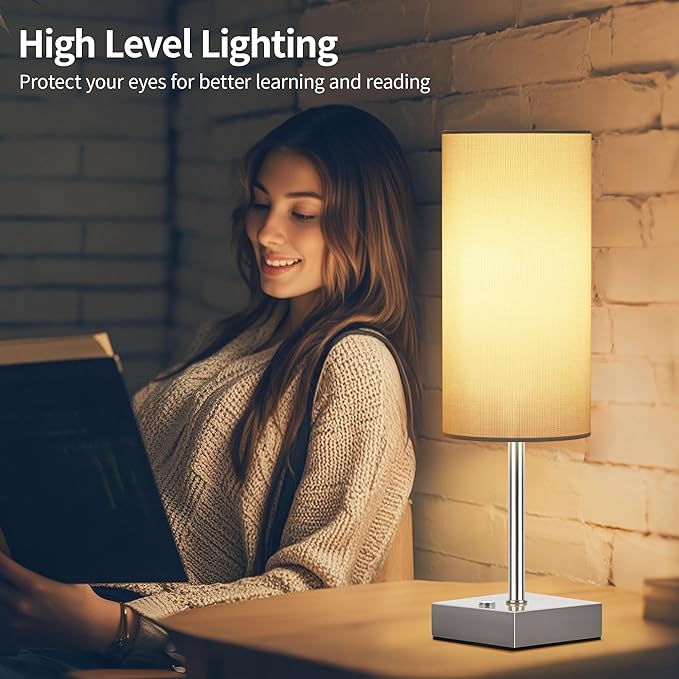 AVV Cordless Table Lamp with Dimmable, Rechargeable 3 Modes Battery Powered Bedside Lamp, Battery Operated Lamps for Night Stand, Touch Lamp for Bedroom, Living Room, 15 Inch White 2PK