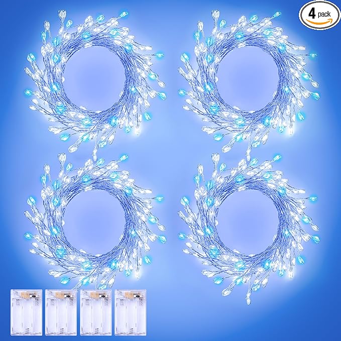 Twinkle Lights Battery Operated with Timer, 4Pack Total 480LED 40FT Battery Operated Christmas Lights, Waterproof Starry Firefly Light for DIY Wreath Indoor Outdoor Christmas Decorations