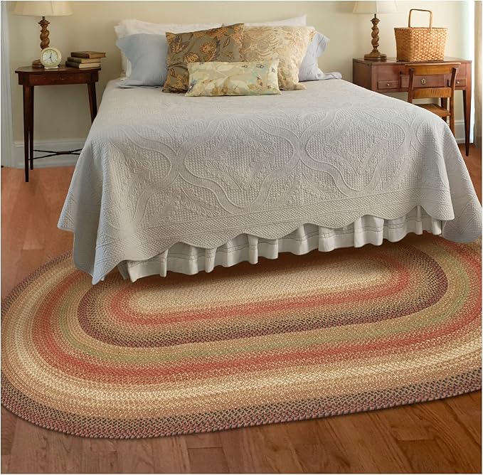 Gingerbread Oval Braided Area Rug 4x6 - Brown Jute Braided Rugs Farmhouse Home Decor, Reversible, No Shed Jute for Easy Maintenance