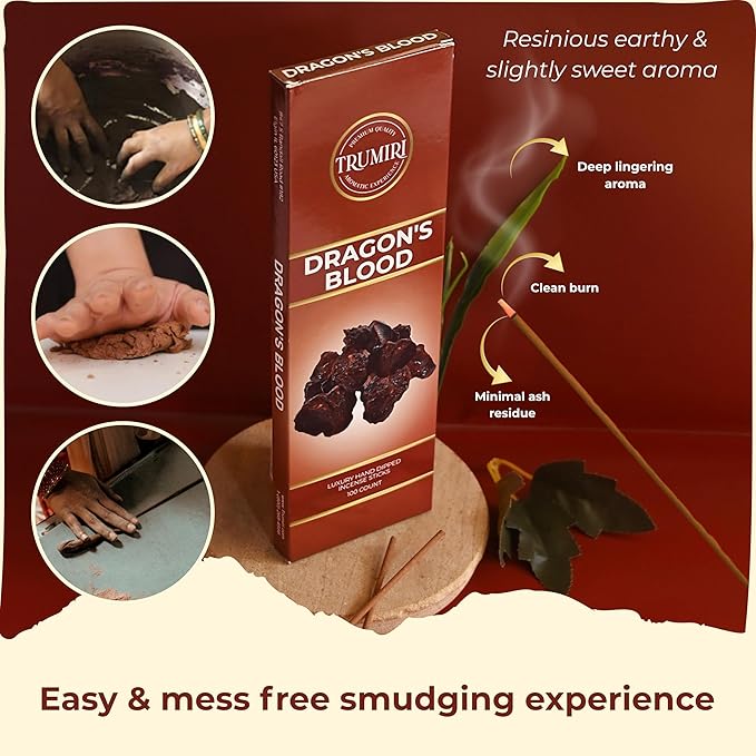 Dragons Blood Incense Sticks - Pack of 100 Insence-Sticks - Made with Natural Non Toxic Incienso De Sangre De Dragón - Scented Insense Spiritual Inscents aka Incents