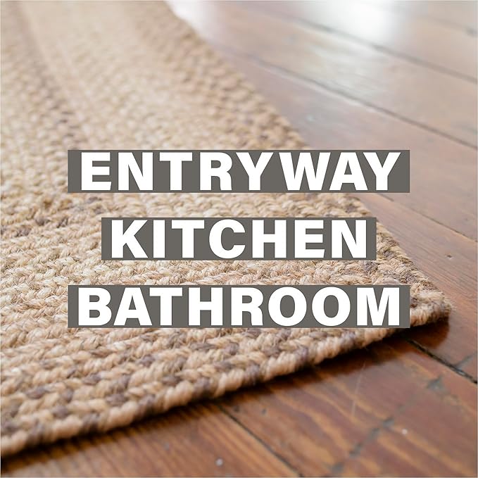 Homespice Cookie Dough Oval Braided Rug 27x45 - Jute Braided Brown Kitchen Rug for Rustic Decor, Durable and Low Maintenance No-Shed Jute