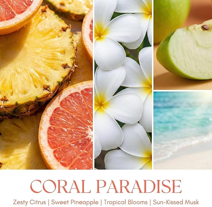 HomeLights Coral Paradise Scented Candles | 18oz Soy Candles Bohemian Natural Textures 4-Wick Large Candle Jars | Ideal Candle Gifts for Events, Home Decor Stress, Relief & Relaxation