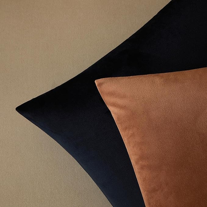 JUSPURBET 18x18 Throw Pillow Covers Set of 2 Decorative Pillow Covers for Couch Sofa Bed Cozy Velvet Cushion Covers Cases with Invisible Zipper for Living Room Home Decor,Mocha Mousse