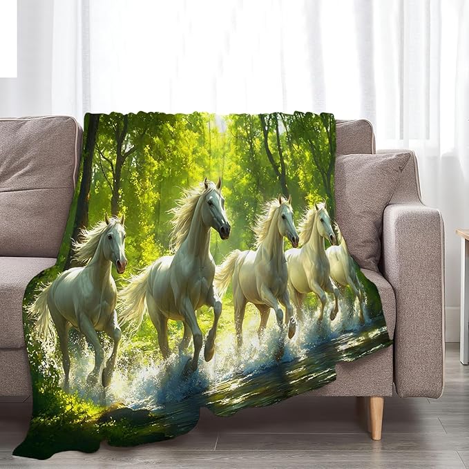 Tijuboni Horses Throw Blanket Horse Gifts for Girls Boys Women Men Kids Adults Soft Flannel Fleece Blanket for Couch Sofa Bed Home Decor 40"x50"