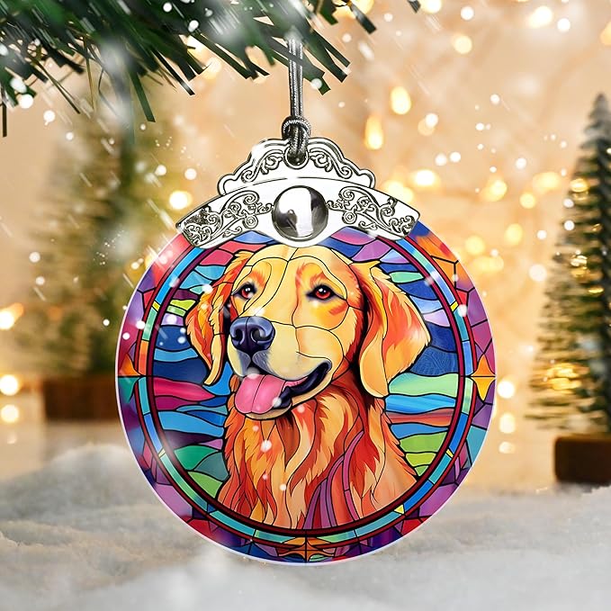 Golden Retriever Glass Ornament, Christmas Decor, Holiday Decorations and Xmas Gifts Ideas