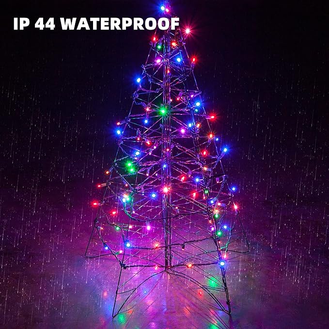 Dazzle Bright 33FT 100 LED Christmas String Lights Indoor Outdoor Waterproof, Multi-Colored Christmas Lights Green Wire, Twinkle Lights Plug in for Tree Room Bedroom Wedding Christmas Decorations