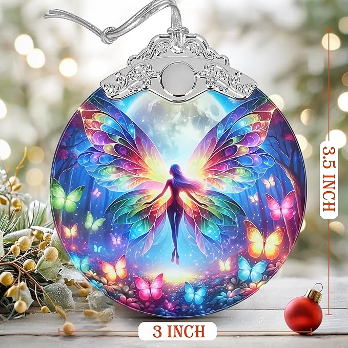 Christmas Ornaments, 3" Stained Glass Christmas Decor, Christmas Tree Ornaments, Christmas Tree Decorations, Gifts for Women, Xmas Gifts Ideas, Perfect for Holiday Party, Window, Tree, Home Decor