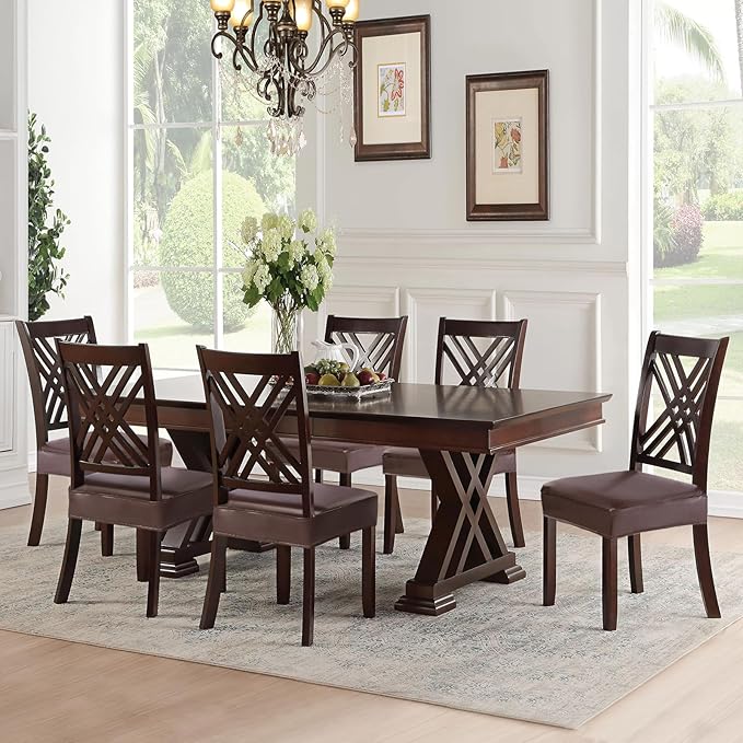 SearchI Waterproof PU Dining Chair Seat Covers Set of 4, Soft Removable Washable Seat Covers for Dining Chairs, Dining Room Seat Cover Slipcover Protector (Rear-Covered, PU Brown)