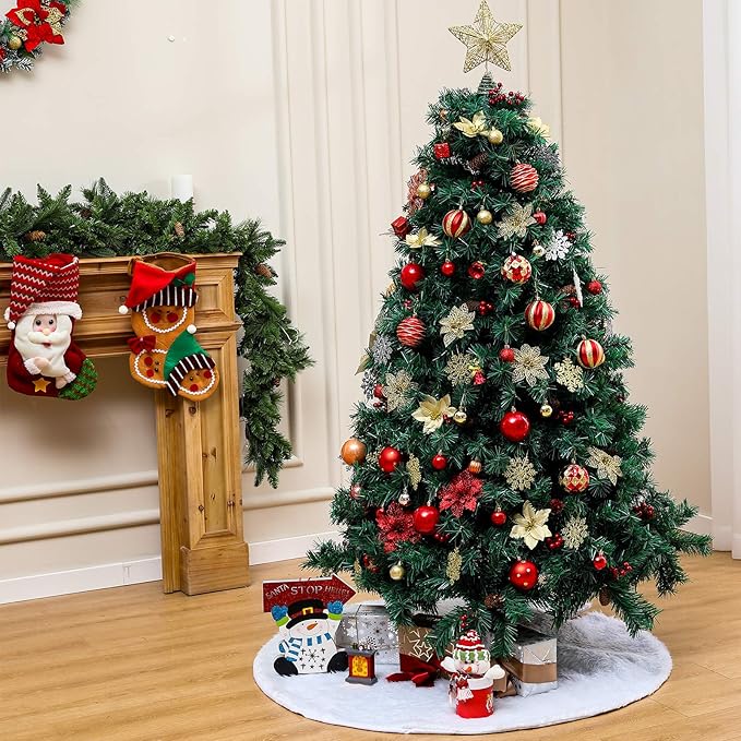 12ct 80mm/3.15" Christmas Ball Ornaments, Decorative Hanging Baubles, Christmas Tree Decoration, Plastic and Shatterproof, Ideal for Xmas, Holiday, Home and Party Decor, Red