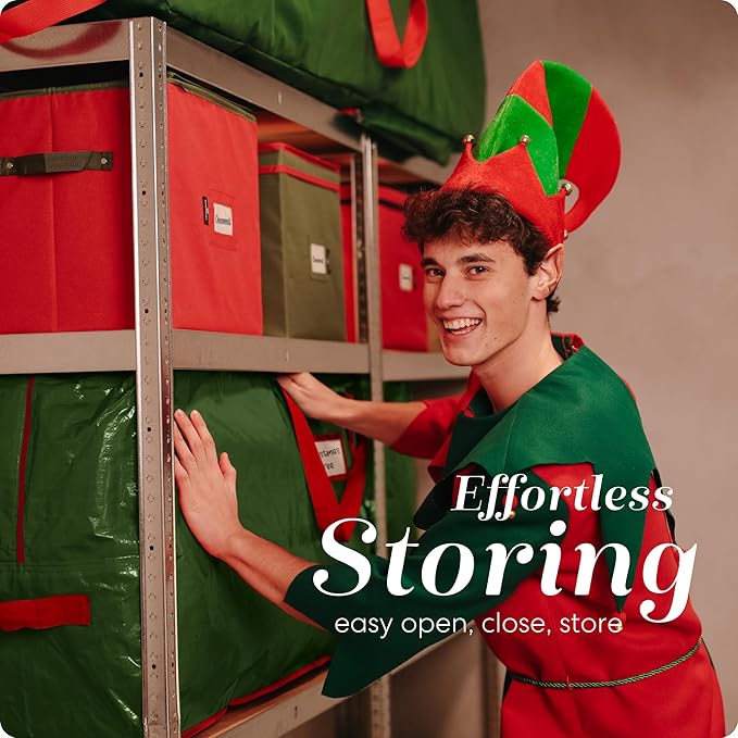 Christmas Tree Storage Bag - Stores 9 Foot Artificial Xmas Holiday Tree, Durable Waterproof Material, Zippered Bag, Carry Handles - Protects Against Dust, Insects and Moisture (Green)