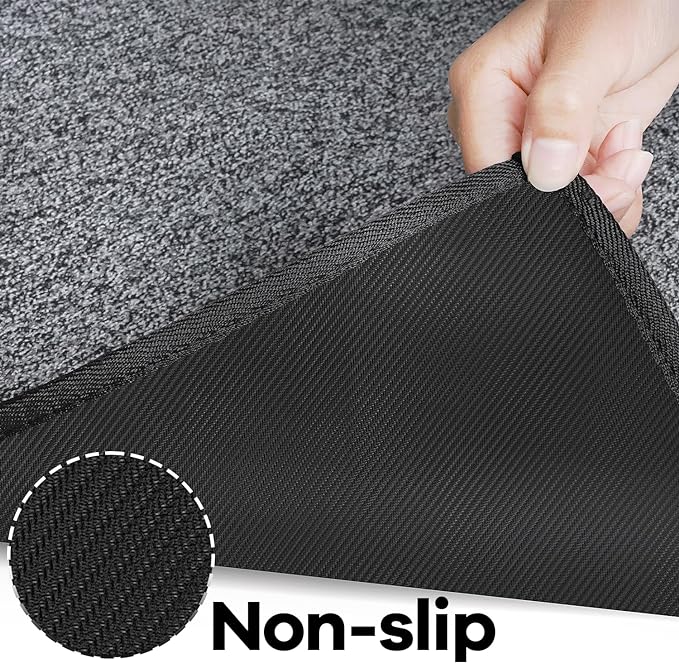 Runner Rug with Non Slip Rubber Backing, Washable Soft Floor Carpet for Kitchen, Hallway, Entryway Indoor, Bedroom, Laundry, Low Pile Area Rugs, Solid color with Pointillism style, 2*8 ft BLACK