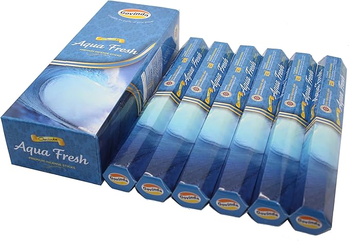 Govinda Incense - Aqua Fresh - 120 Incense Sticks, Premium Incense, Masala Coated