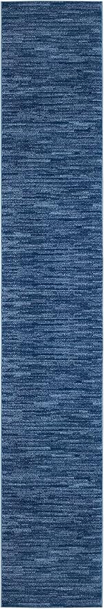 Nourison Home Essentials Indoor/Outdoor Navy Blue 2'2" x 18 Area Rug, Easy Cleaning, Non Shedding, Bed Room, Living Room, Dining Room, Backyard, Deck, Patio (2x18)