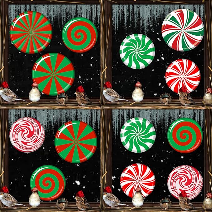 14 Pcs Large Christmas Peppermint Candy Cane Floor Wall Decals Christmas Floor Stickers for Candy Land Decorations