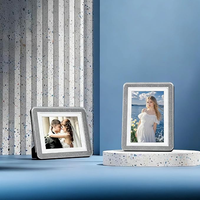 5x7 Picture Frame, Clear Acrylic Photo Frame with White Mat for 4x6 Photos, One-Piece Shatterproof Tool-Free Design, UV-Resistant Waterproof Tabletop Frame for Home Office Decor with 10-Year Warranty