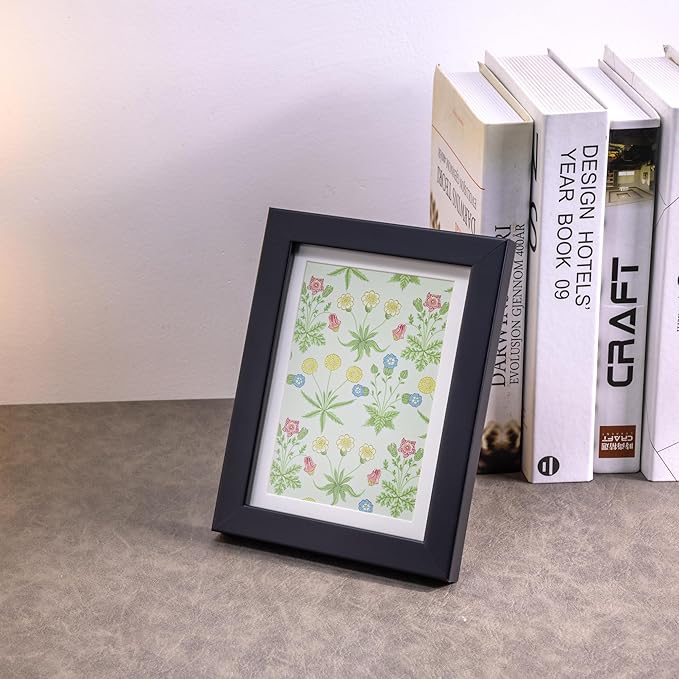 5x7 Picture Frame Set of 4 Made of Solid Wood Photo Frame with Real Glass for Pictures 4x6 with Mat or 5x7 Without Mat, Wall Mount or Tabletop Gallery Photo Frames in Black