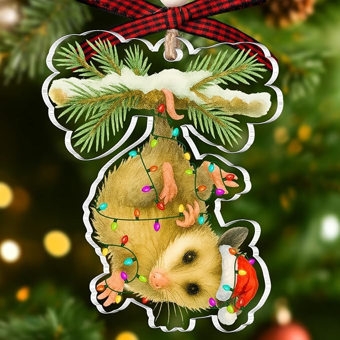 Opossum Christmas Ornament - Possum Ornaments for Christmas Tree - Funny Possum Gifts for Women - Opossum Ornament - Cute Animals Opossums Lovers Gifts - Acrylic Christmas Ornament 2025