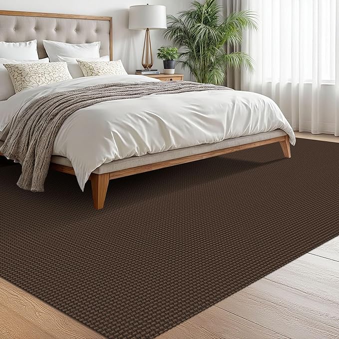 EARTHALL Woven Area Rugs 6x9 Ft Washable Living Room Rugs Non Slip Rubber Backed Dining Room Rug Braided Bedroom Rugs Indoor Floor Carpet for Living Room, Bedroom, Dining Room, Brown