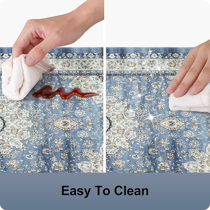 Collive Boho Blue Kitchen Mats Cushioned Anti Fatigue Mats, Non-Slip Kitchen Floor Mats, Kitchen Rugs for Sink, Laundry,Office, 17”x30” Waterproof Standing Desk Mat