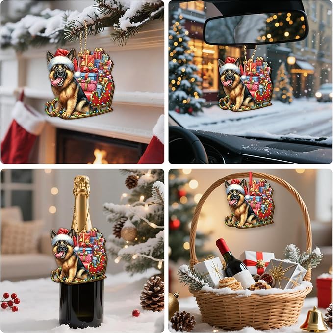 34HD German Shepherd Christmas Ornament 2025 – Wooden Hanging Xmas Tree Ornament Decoration, Cute Christmas Keepsake Gifts and Home Decor for Dog Lovers and Pet Owners