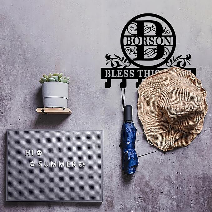 Personalized Key Holder for Wall, Custom Metal Key Hooks with Name, Key Rack for Wall, Cap Hooks, Sunglasses Hooks Towel Hooks