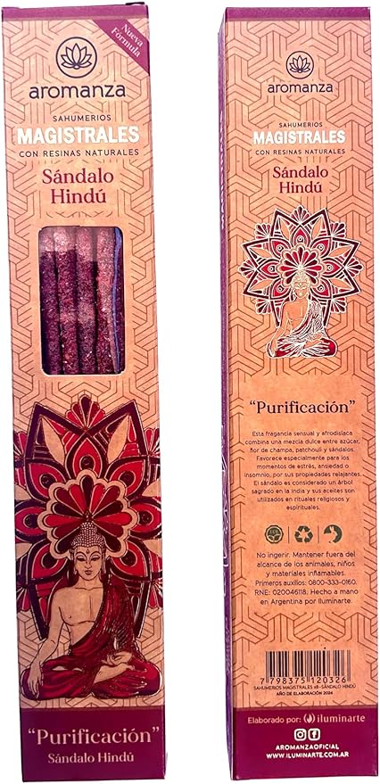 Masterful Incense Sticks 8 u Hindu Sandalwood – The Sacred Essence of Purification & Tranquility- Aromanza.