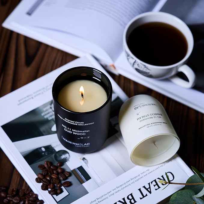 M&SENSE Natural Soy Candle| Eucalyptus Spearmint | 16.6 oz, 95H Burn | Minimalist Christmas Scented Candle for Relaxation, Gifting, Home Décor | for Bedroom, Office, Party Large